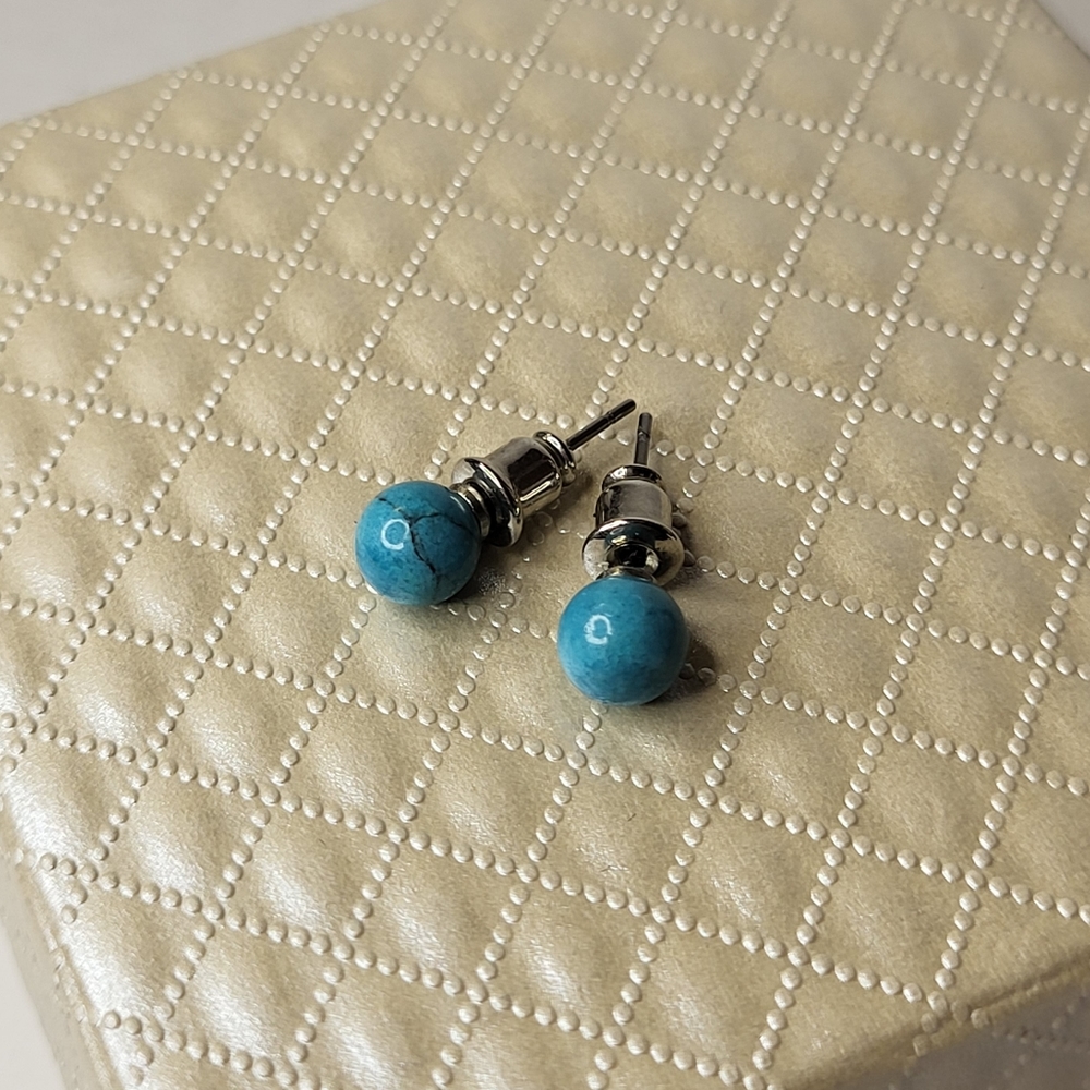 Blue stone stud earrings